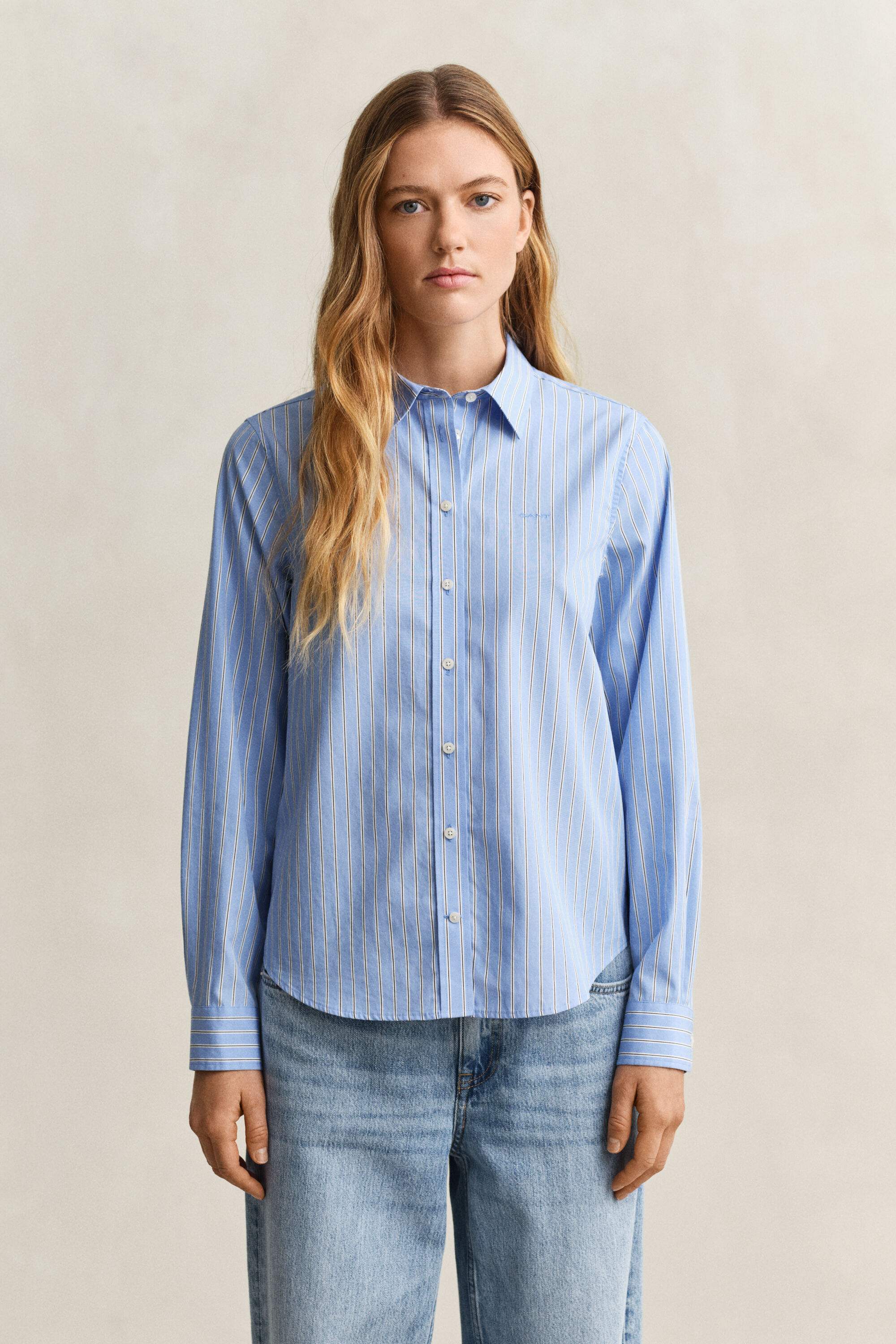 Regular Fit Classic overhemd met strepen van poplin