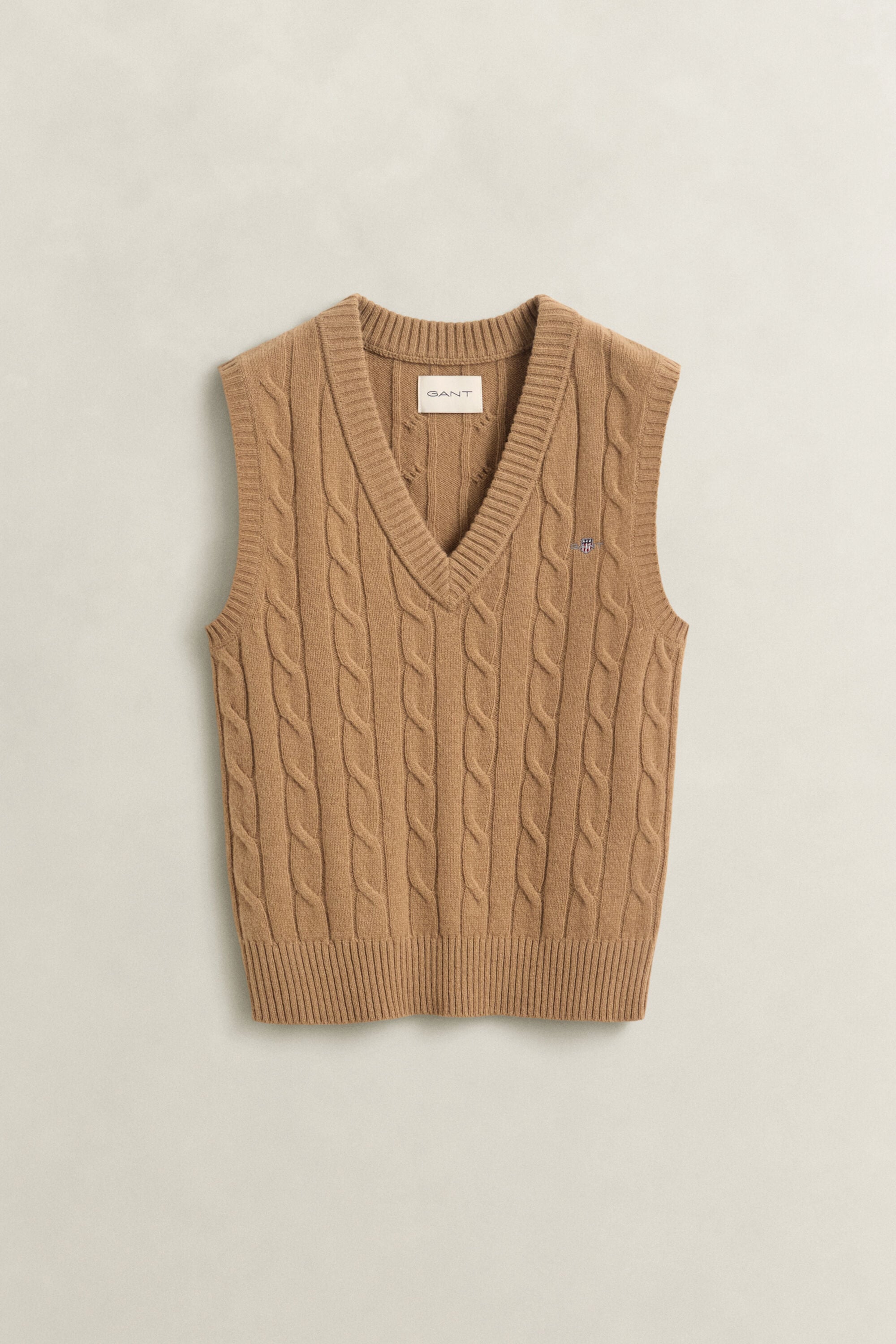 Pull sans manches en maille de laine d'agneau à torsades