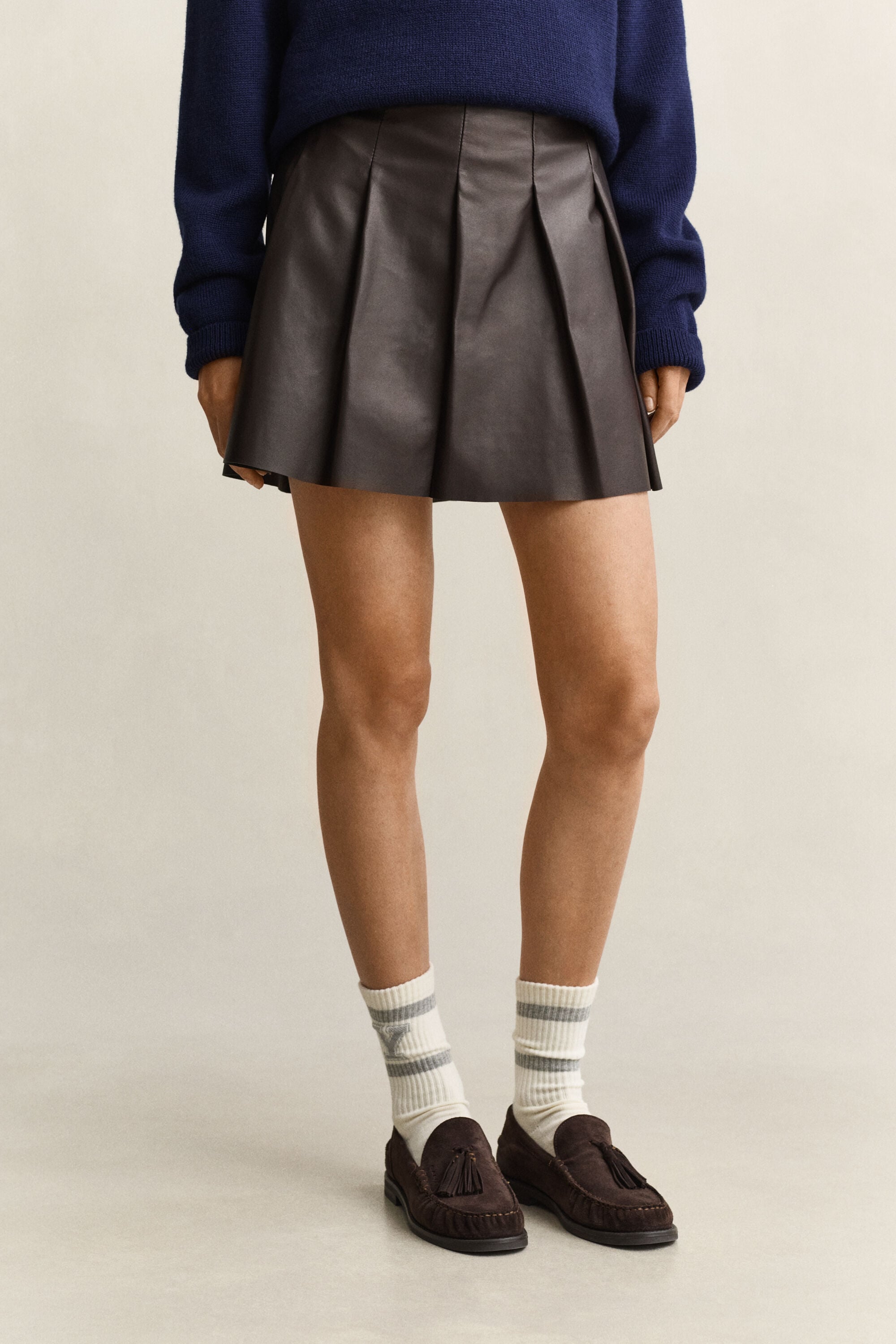 Gant x Yale leren plooirok