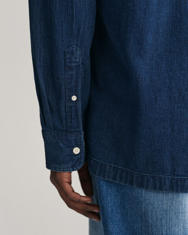 Relaxed Fit Indigo Textured hemd