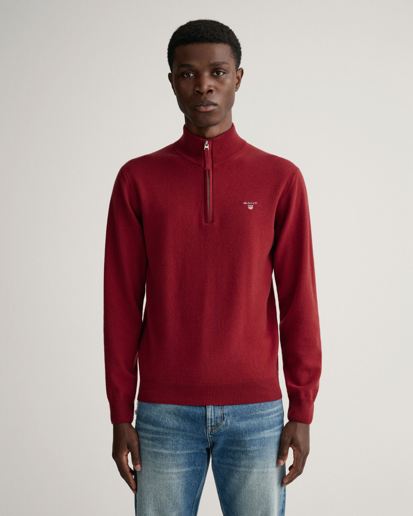 Trui met korte rits van buitengewoon zachte lamswol