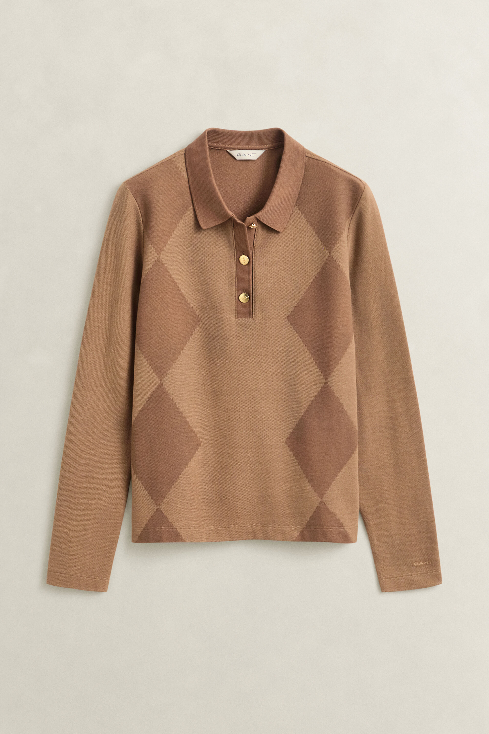 Argyle poloshirt met lange mouwen