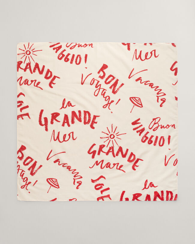 Sjaal met tekstprint van katoen en zijde