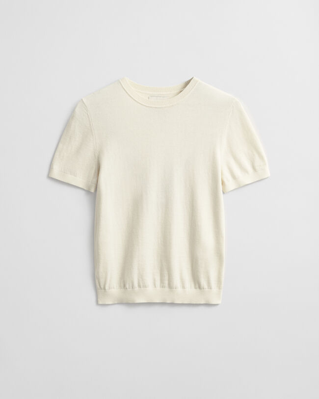 Lichtgewicht trui met ronde hals en korte mouwen