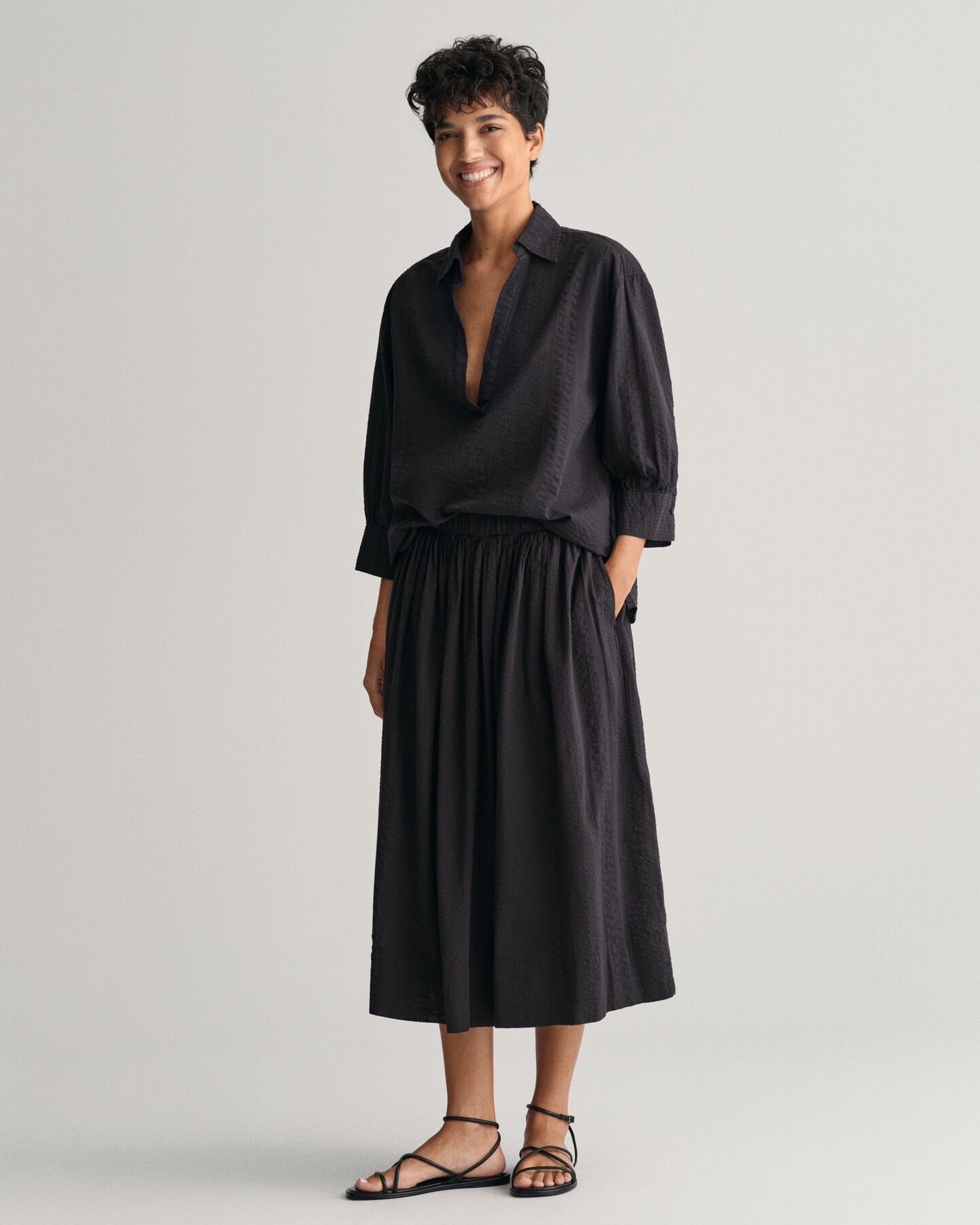 Jupe à rayures Seersucker Pull-On