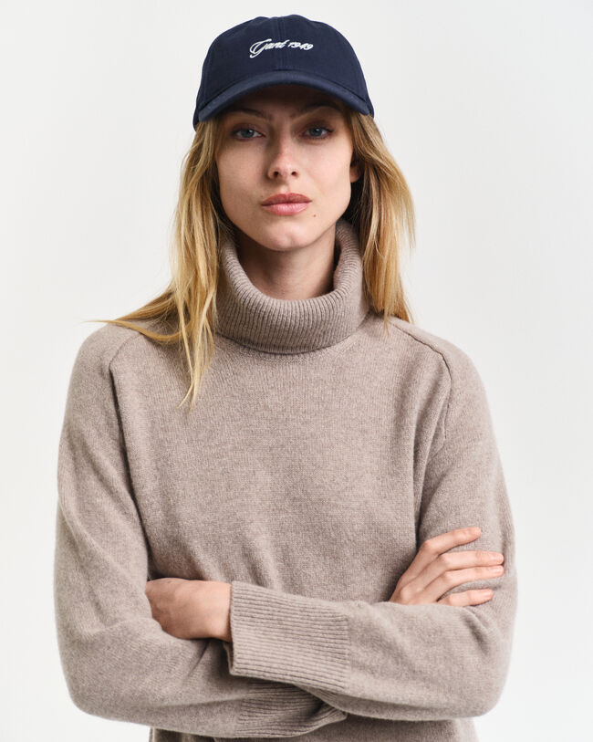 Robe col roul&eacute; avec finitions &agrave; chevrons