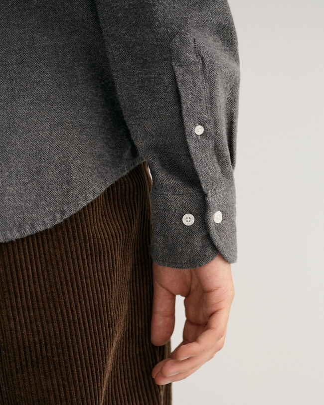 Regular Fit hemd met visgraatmotief