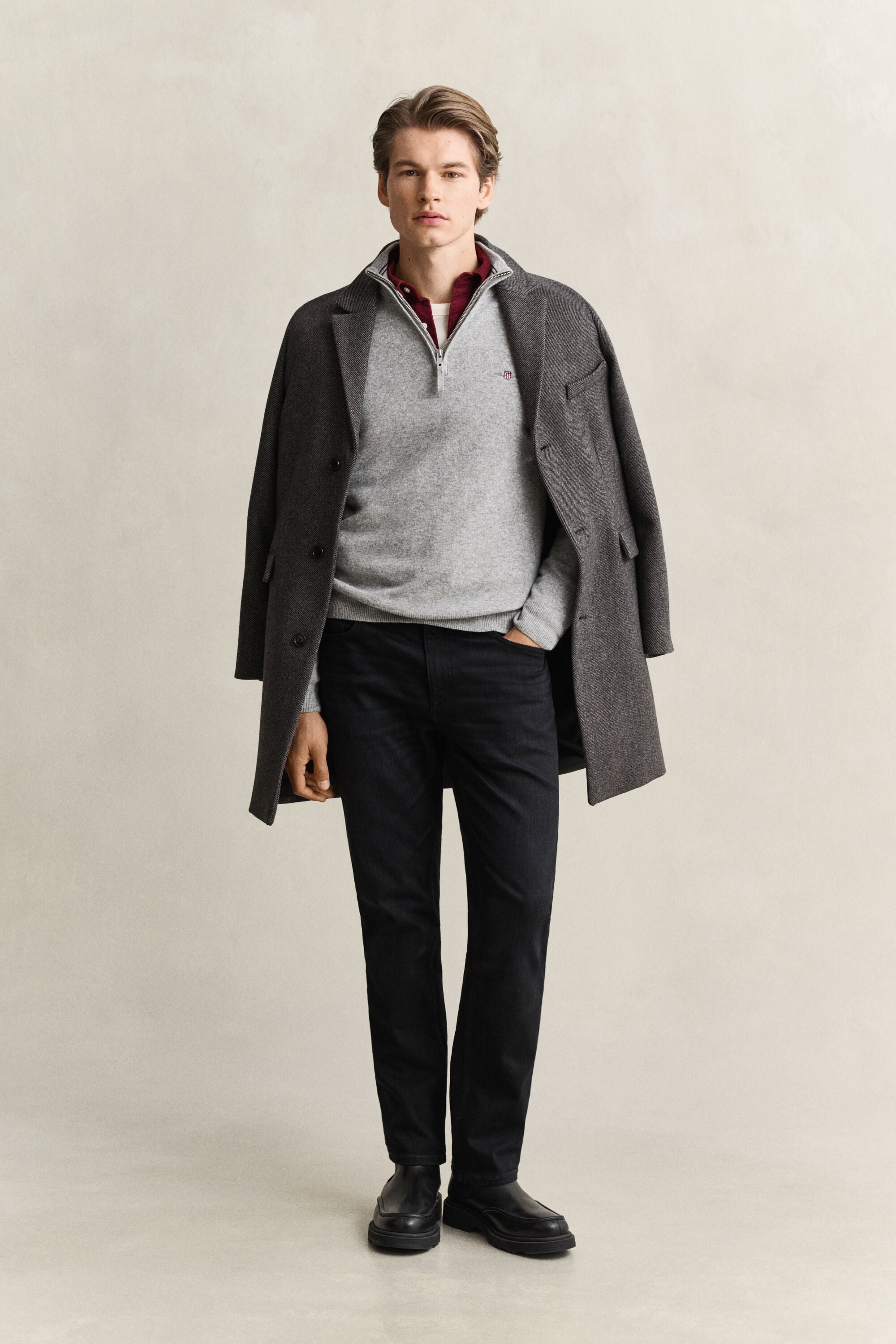 Pull à demi-zip en laine d’agneau