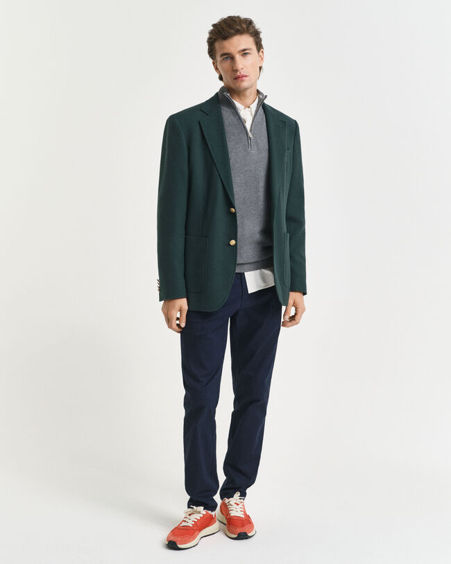 Pull à demi-zip en coton piqué