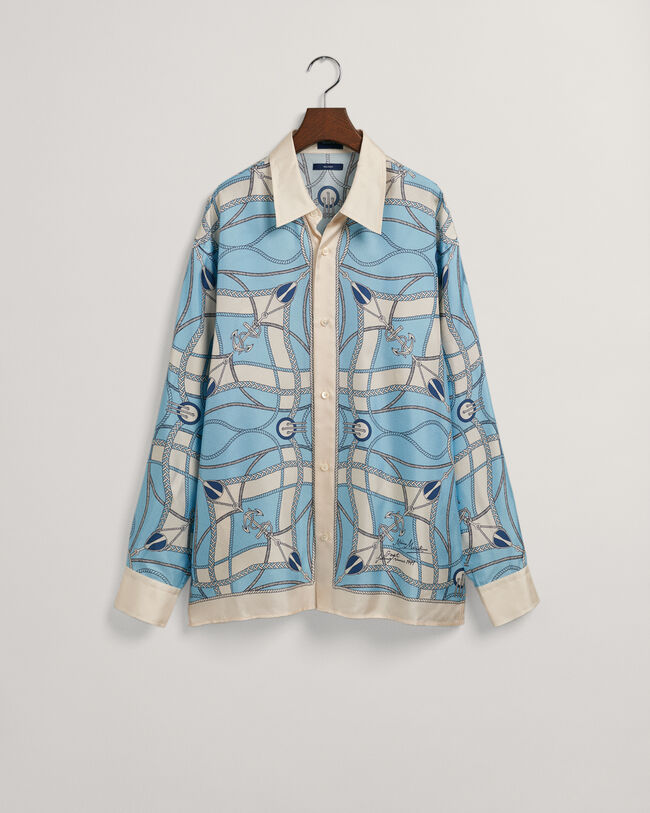 Relaxed Fit Sailing zijden hemd met print