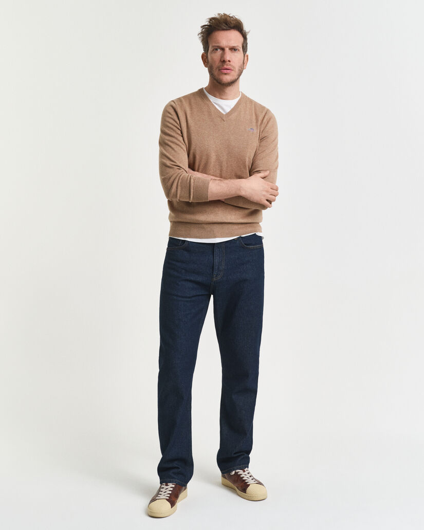 Pull col V en coton classique