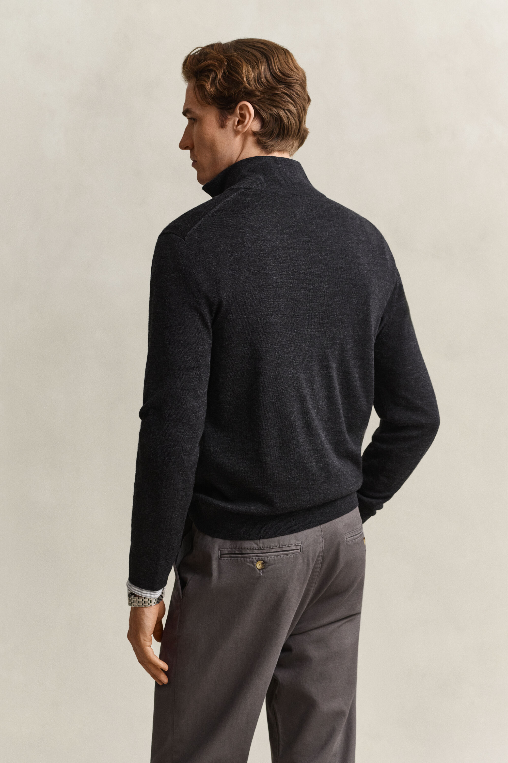 Pull à demi-zip en laine mérinos