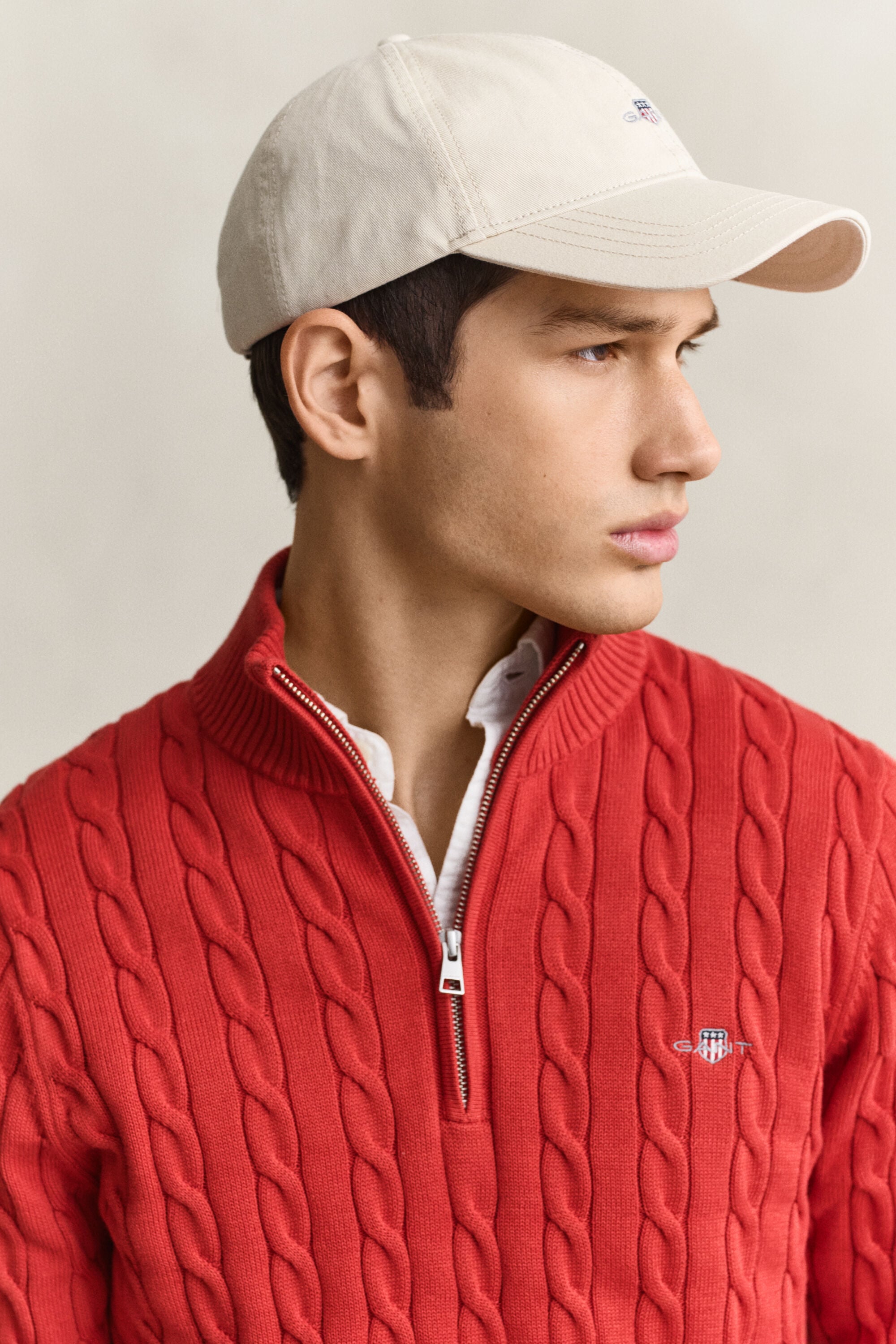 Pull à demi-zip en maille de coton torsadée