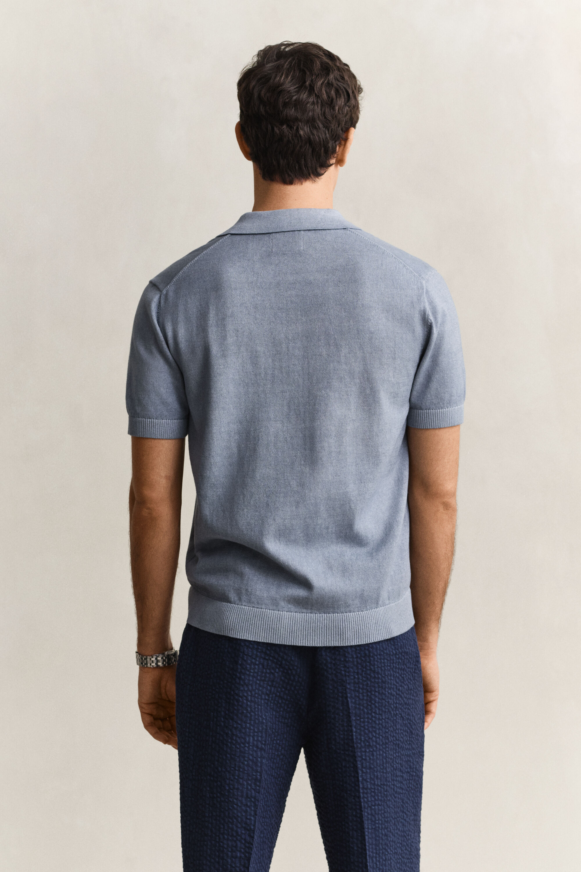 Pull façon polo effet délavé