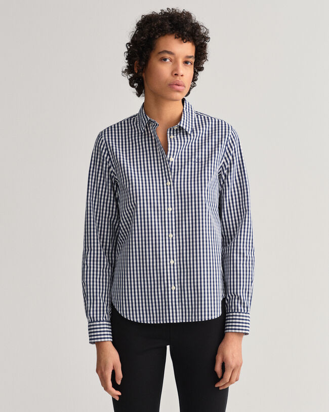 Regular Fit poplin hemd met Gingham-ruitje