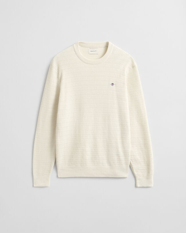 Pull col rond en maille torsadée