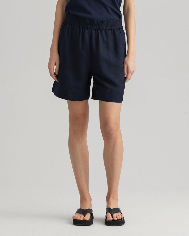 Short zonder sluiting van linnen en viscose