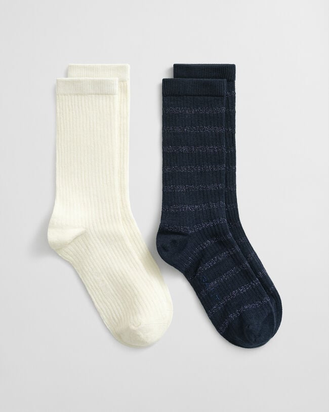 Coffret cadeau de 2 paires de chaussettes à rayures métallisées