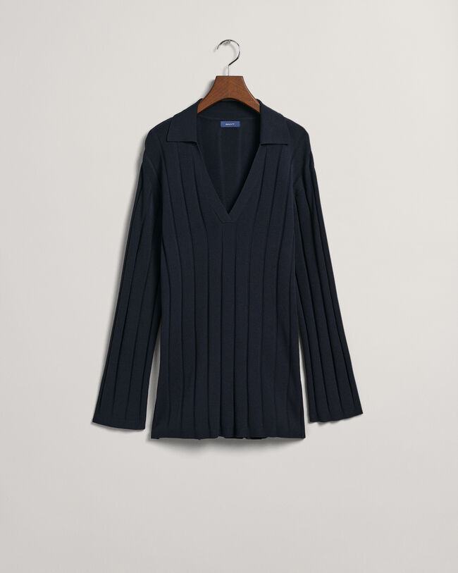 Pull en maille côtelée à col ouvert