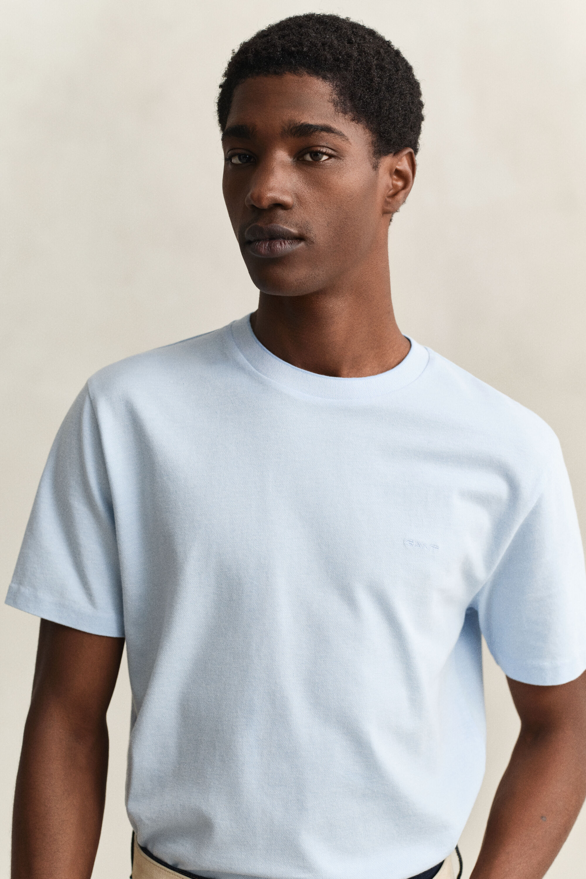 T-shirt bicolore en coton piqué