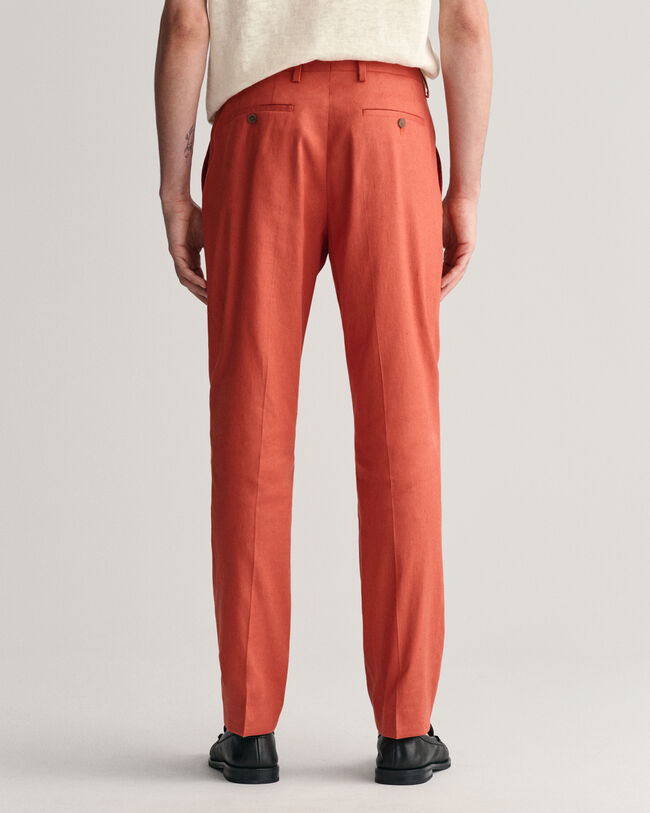 Slim Fit kostuumbroek van katoen en linnen