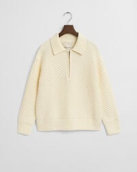 Pull à demi-zip en coton texturé