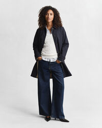 Gebreide kabeltrui met V-hals van stretchkatoen