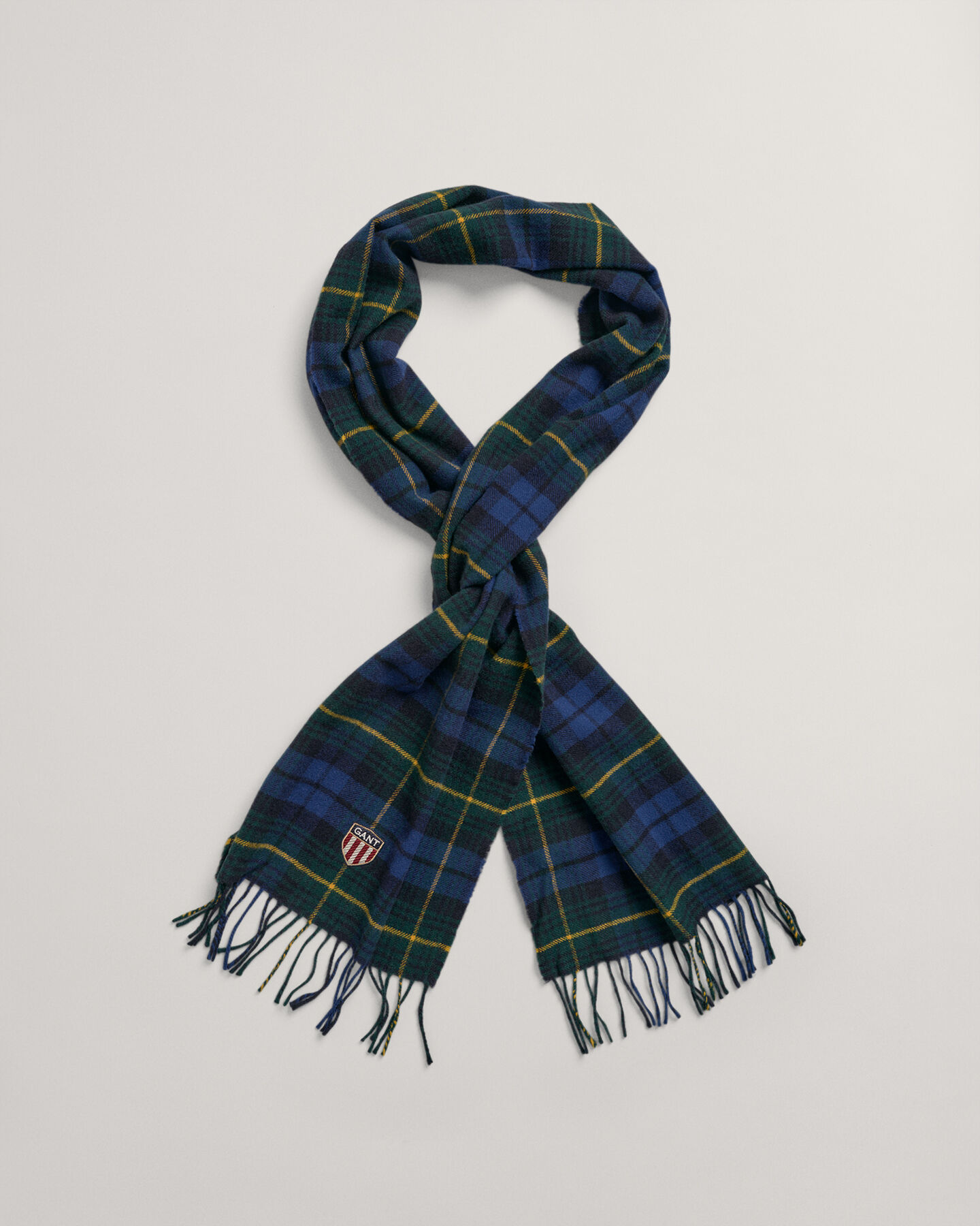 Geweven wollen sjaal met ruitje