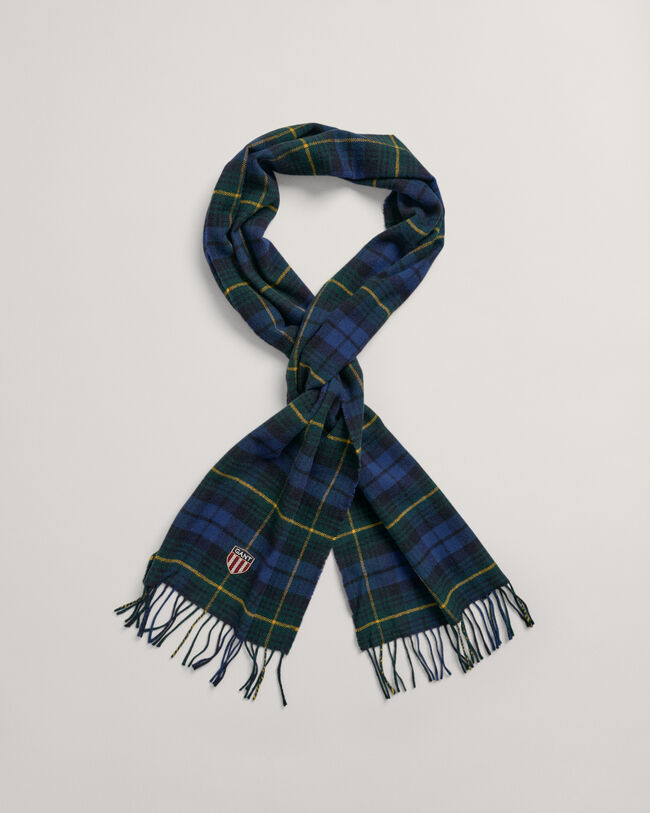 Geweven wollen sjaal met ruitje