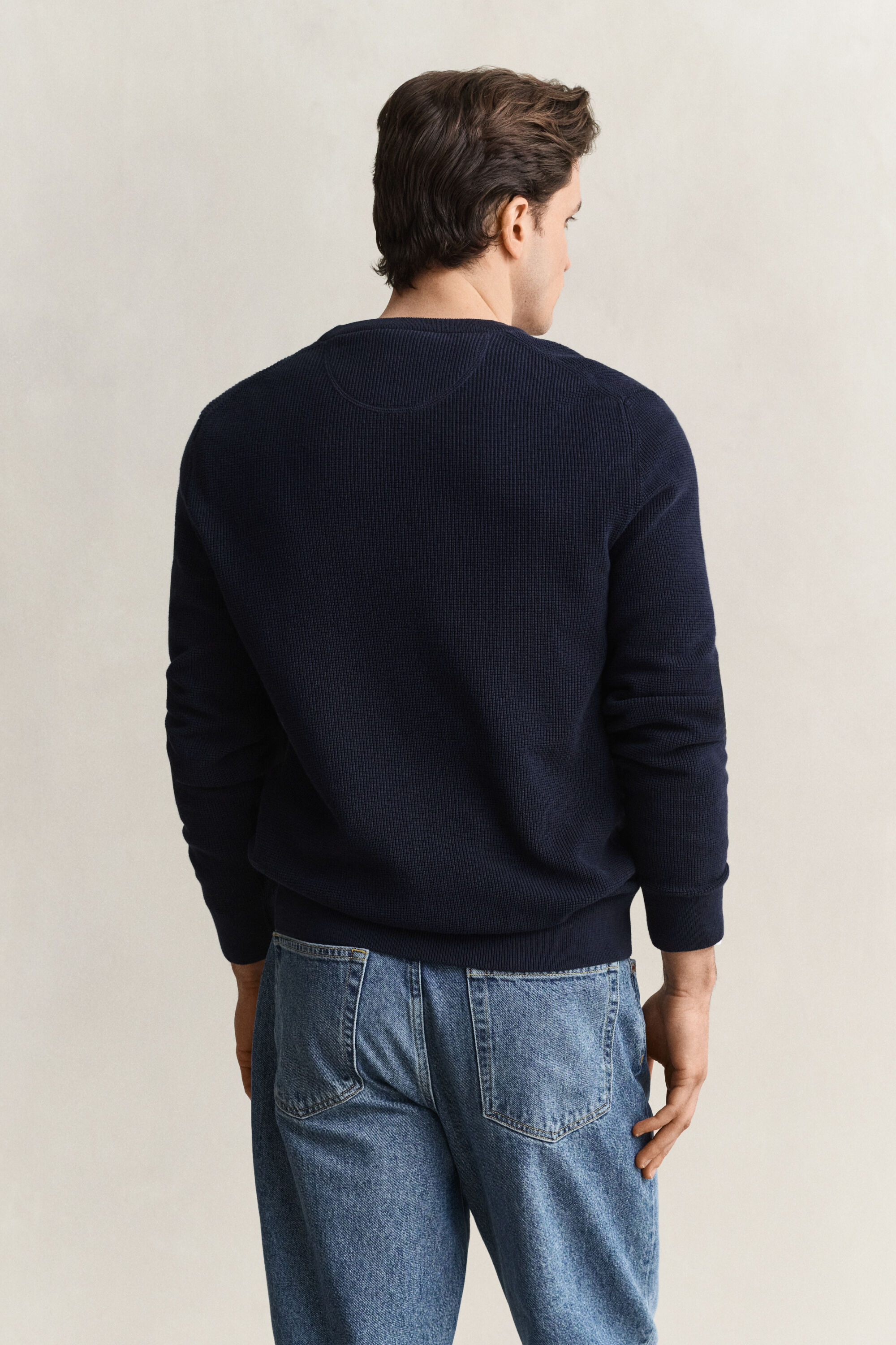 Pull col rond en coton texturé