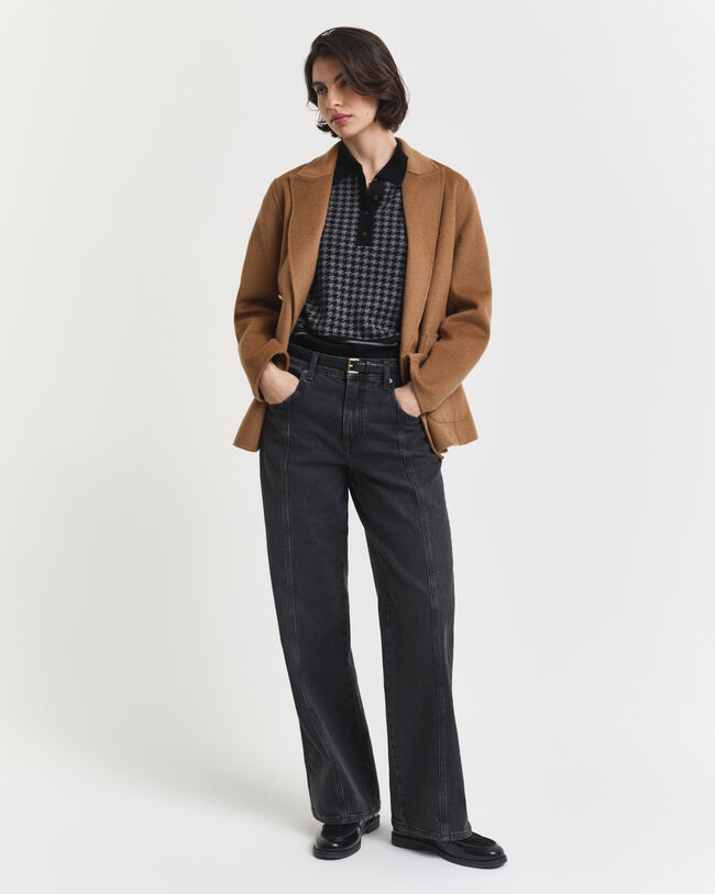 Polotrui met jacquard pied-de-poule