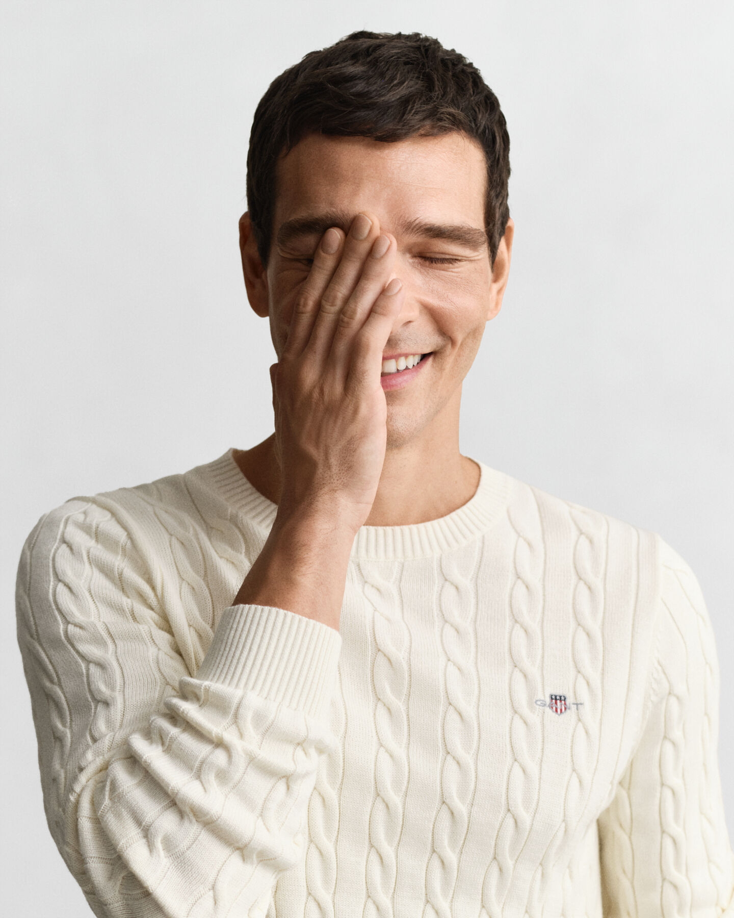 Pull col rond en maille de coton torsadée