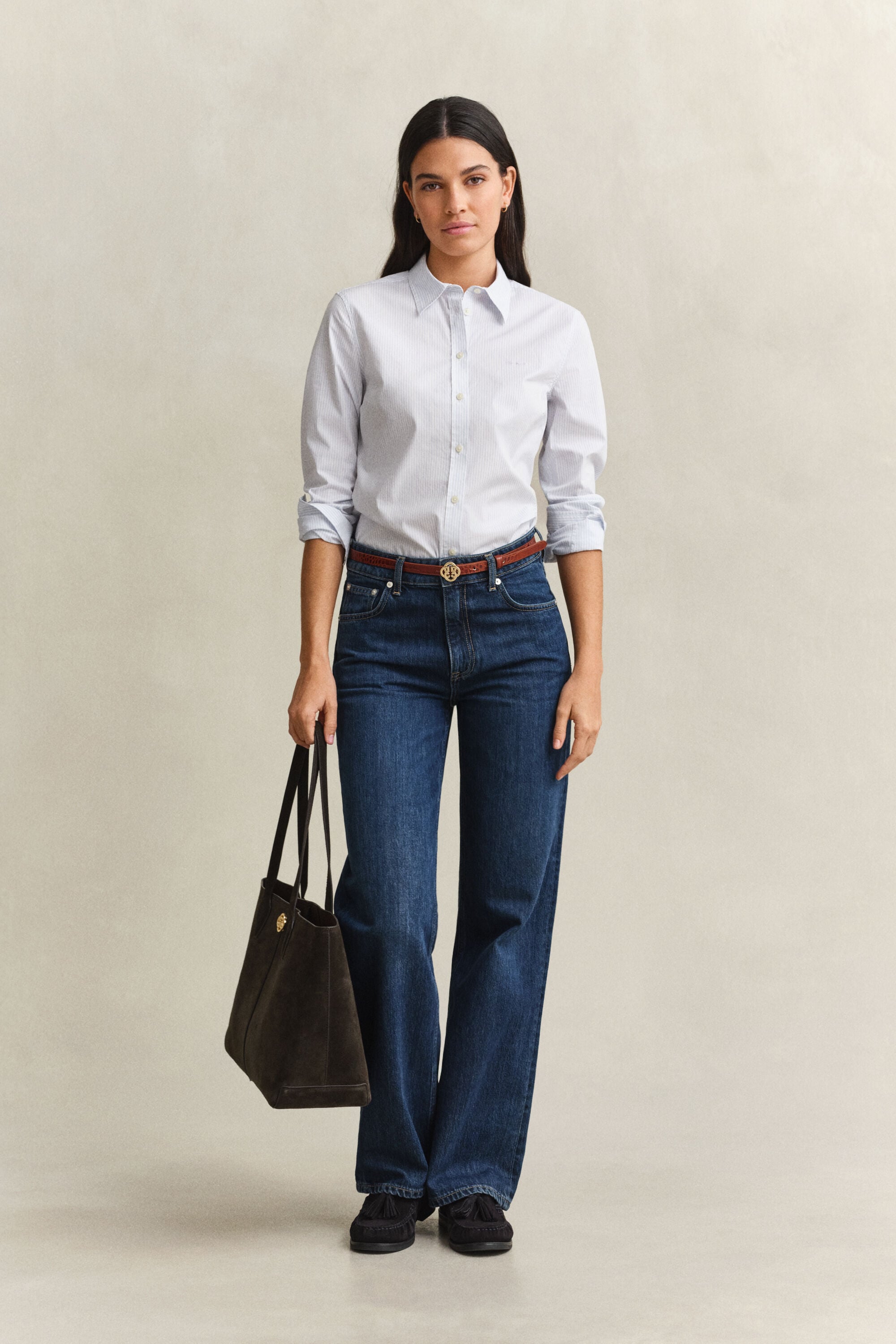 Chemise en popeline à rayures