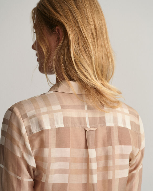 Regular Fit geruit hemd van katoen en zijde