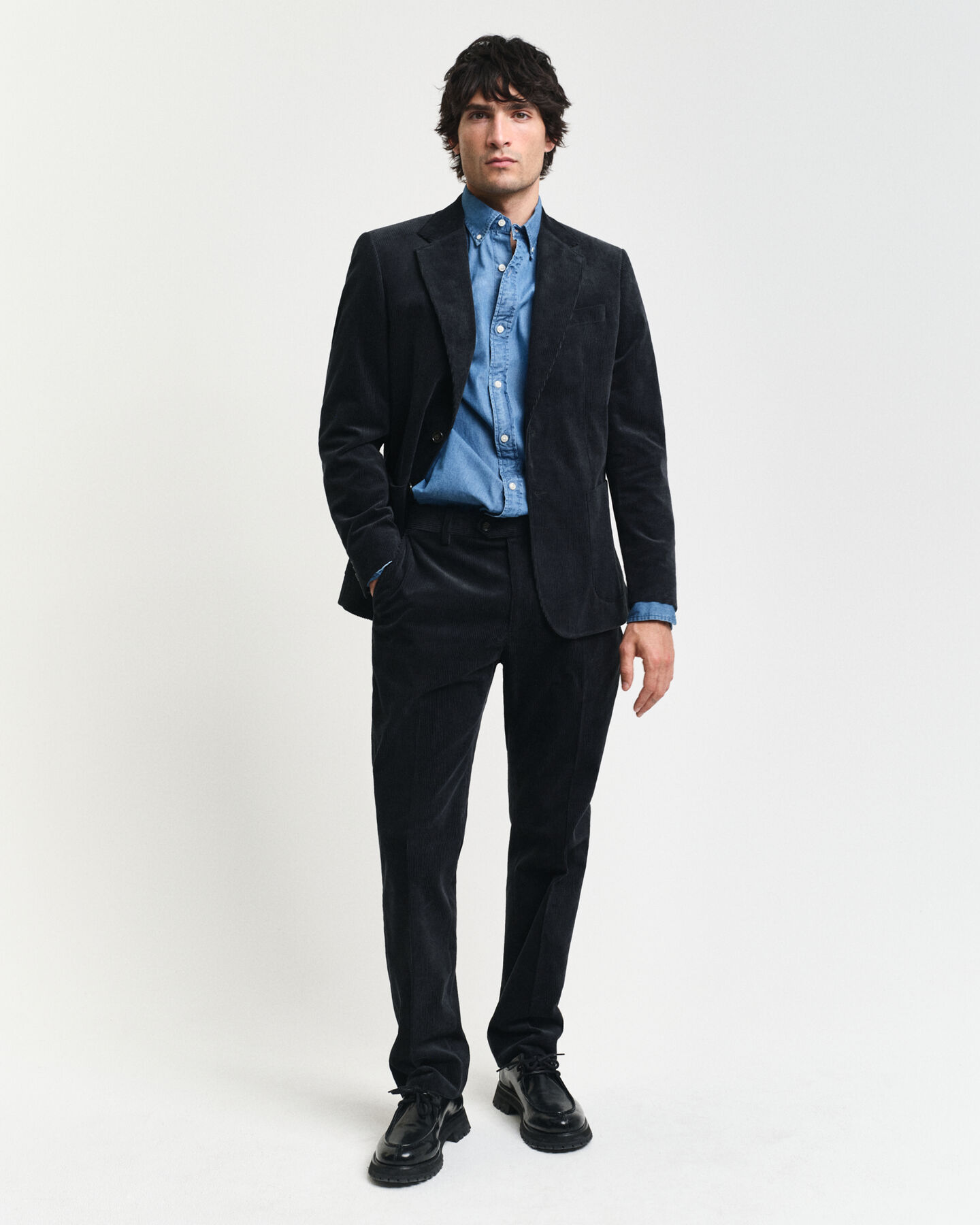 Slim Fit corduroy kostuumbroek