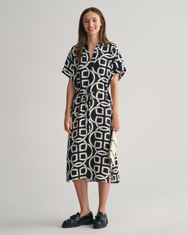Monogram Print kaftan met korte mouwen