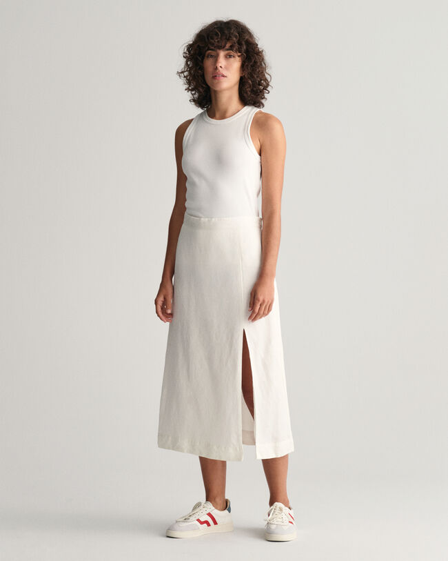 Jupe midi en lin mélangé