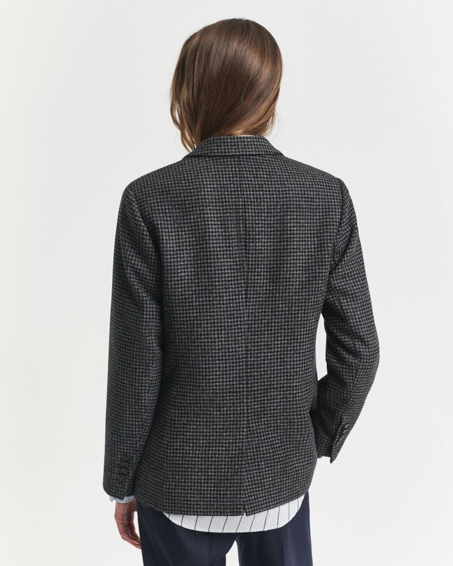 Veste blazer coupe regular en laine à motif pied-de-poule
