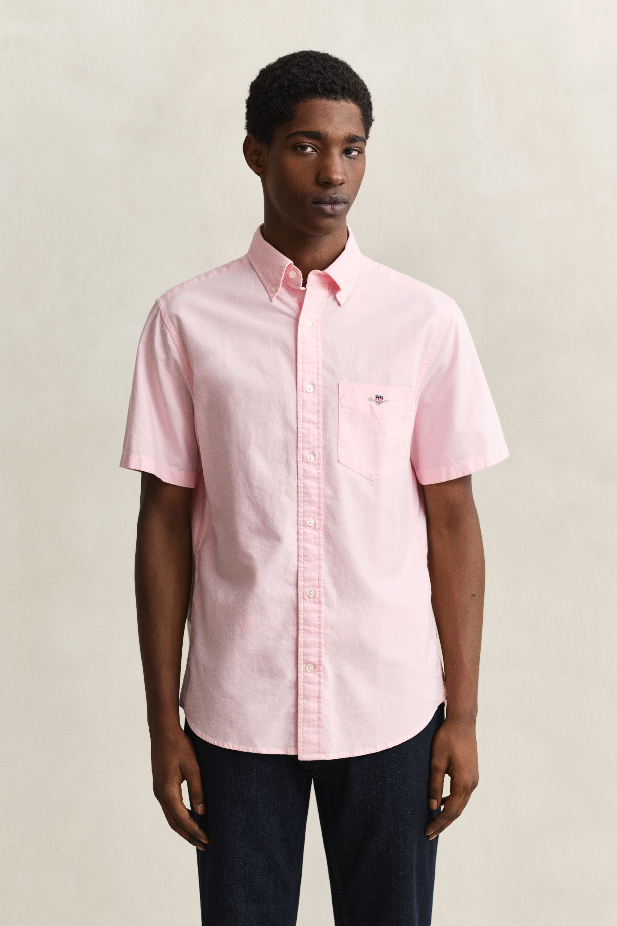 Chemise à manches courtes en coton Oxford classique