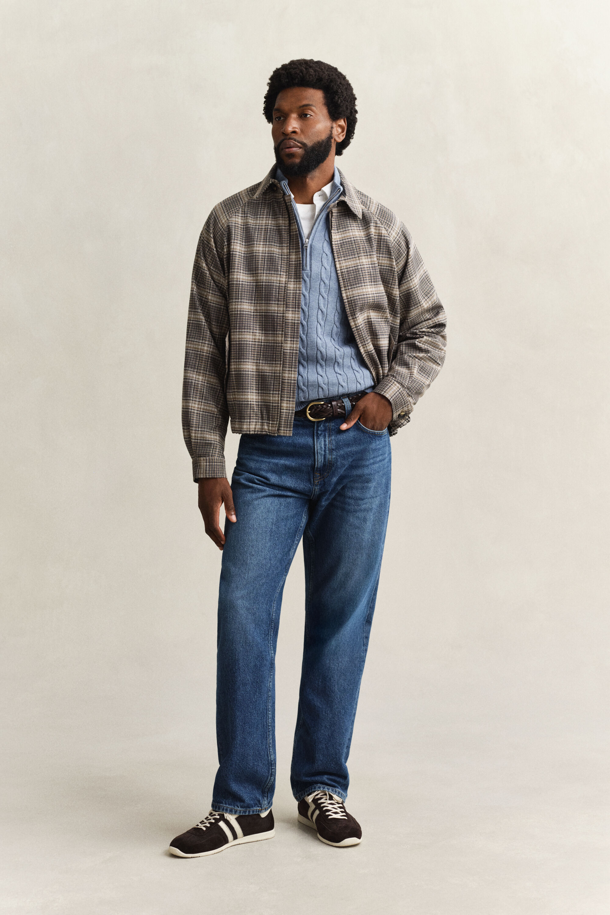 Pull à demi-zip en maille de coton torsadée