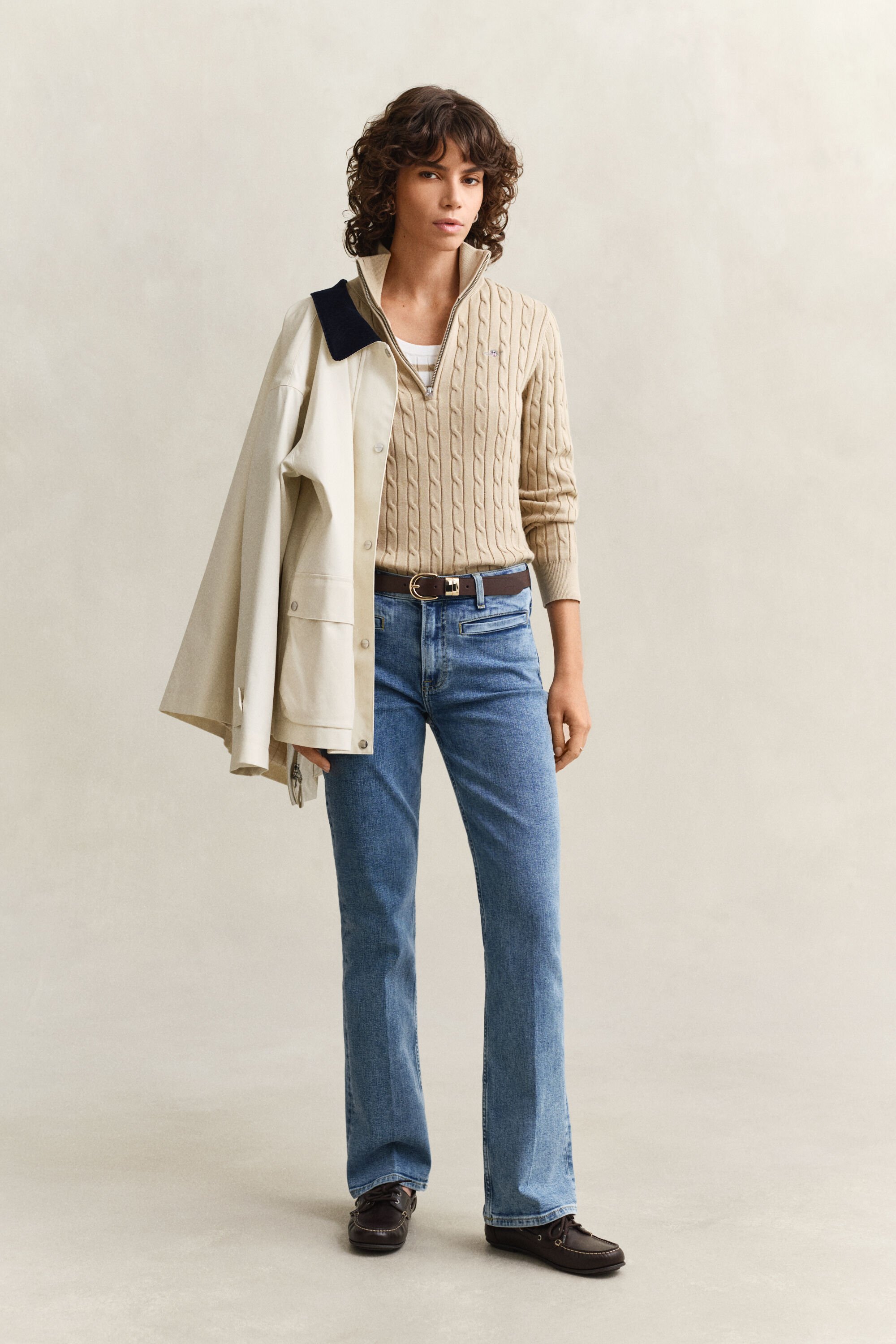 Pull à demi-zip en maille torsadée