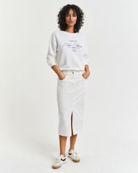 Witte denim midirok