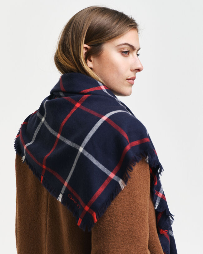 Foulard en laine mérinos à carreaux