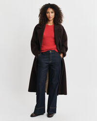 Trui van mohairmix met ronde hals en korte mouwen