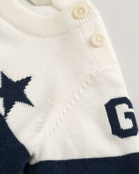 Ensemble en maille avec étoiles et G Baby