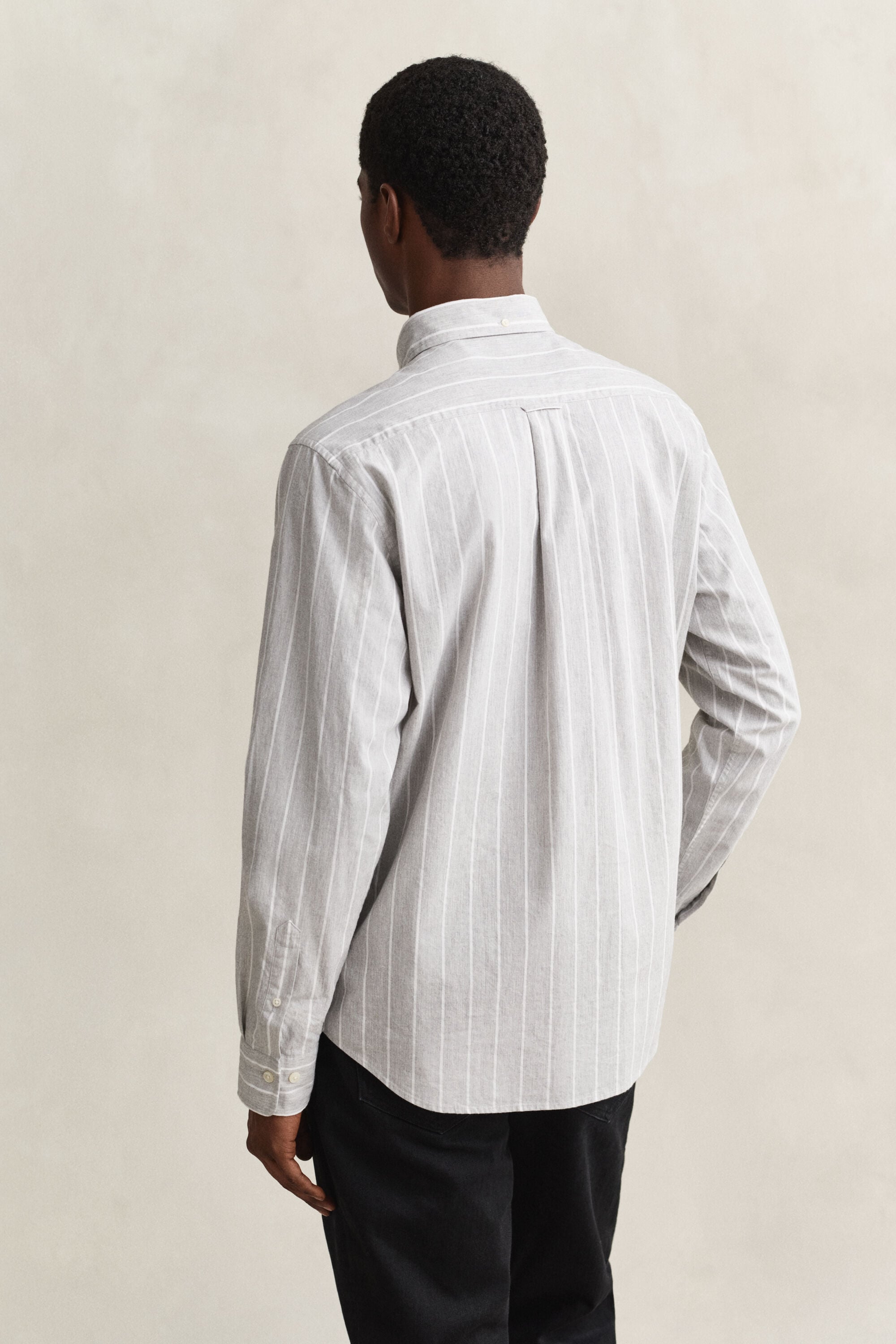 Mélange poplin overhemd met strepen