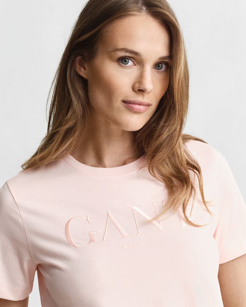 T-shirt met ton sur ton print