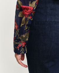 Chemise relaxed fit en coton et soie avec roses imprim&eacute;es