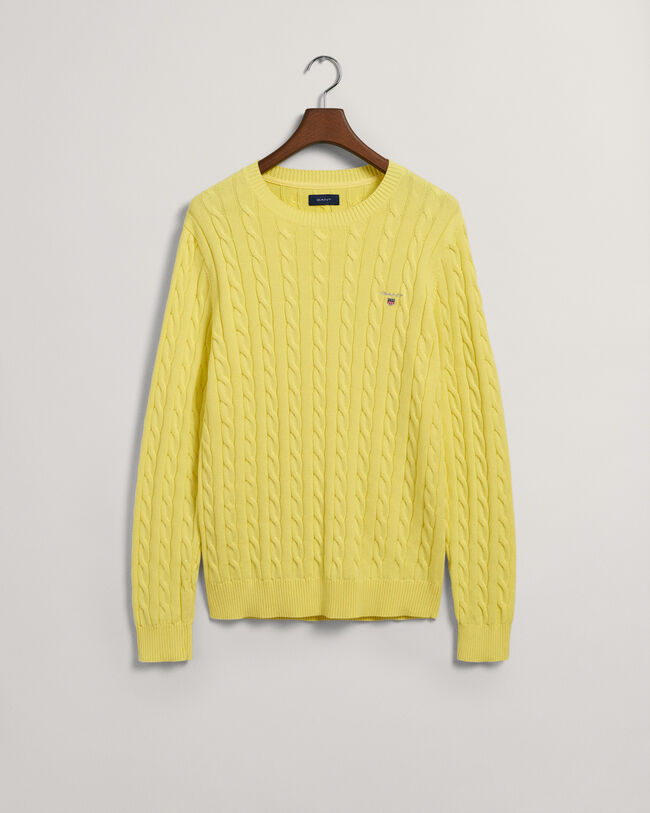 Pull ras du cou en maille de coton torsad&eacute;e