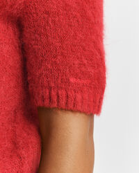 Pull col rond en mohair mélangé à manches courtes